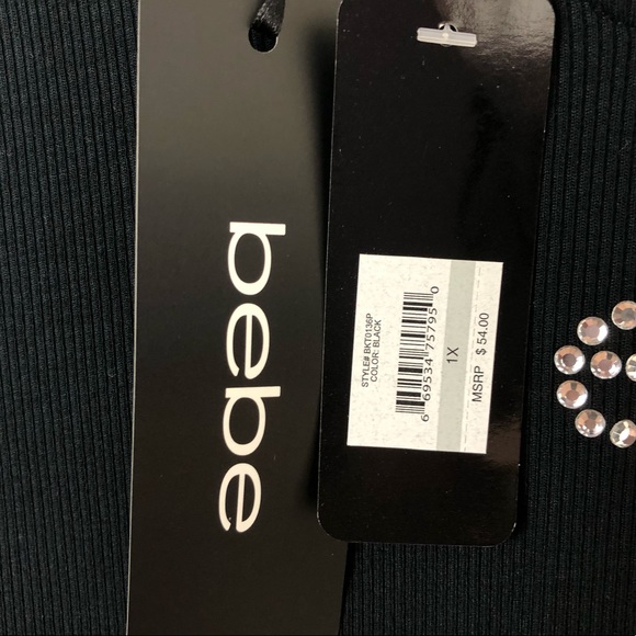 NWT Bebe Bedazzled Long Sleeve Top w/ Fun Details - Picture 7 of 7